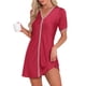 thumbnail image 1 of Camisón Floral de Manga Corta para Mujer INSPIRE CHIC con Ribete de Encaje, Suave Escote en V, Ropa de Estar XL Rojo, 1 of 6