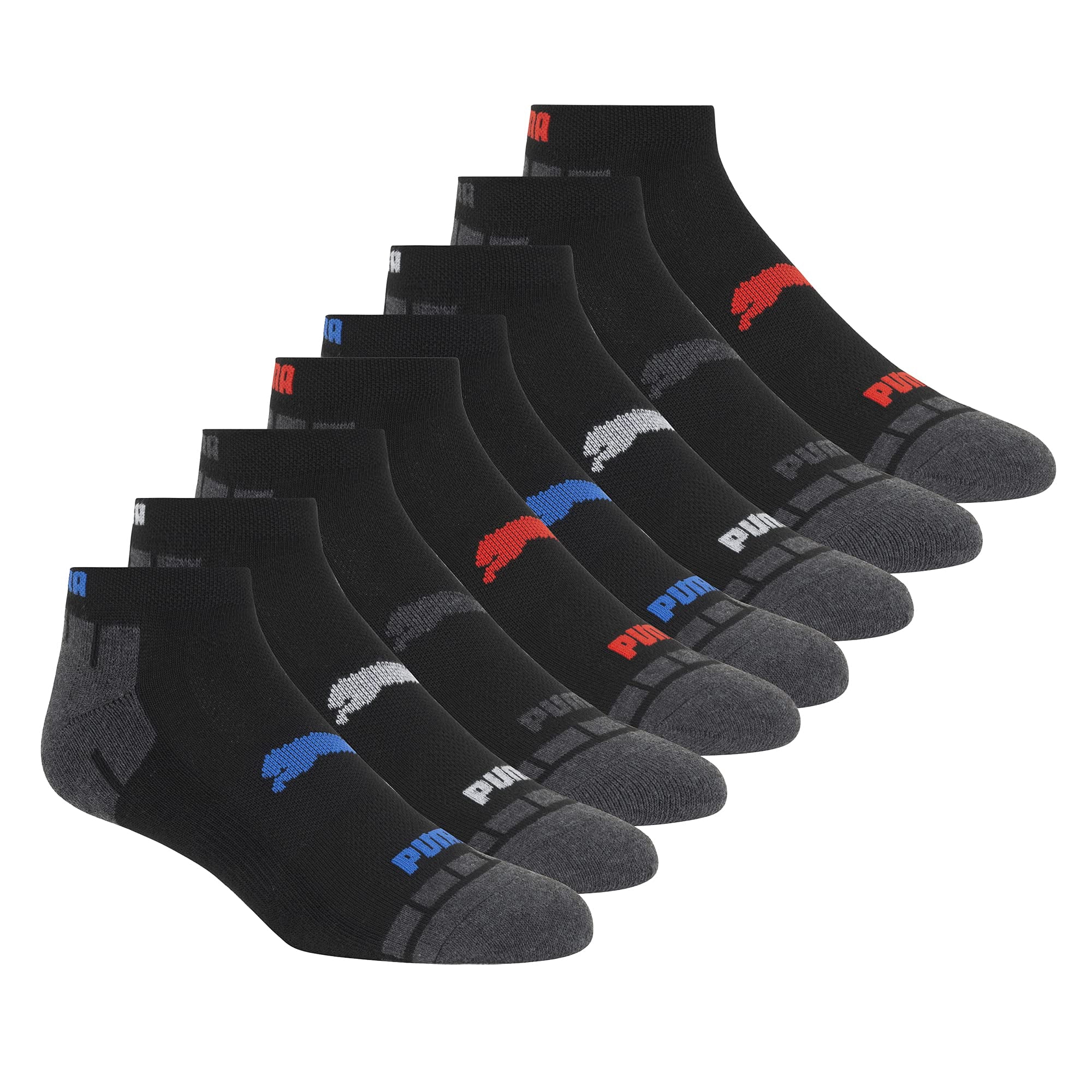 Calcetines Deportivos Puma De Corte Bajo Para Hombre, 8 Unidades, Negros, Con Soporte Para El Arco