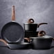 thumbnail image 1 of Vkoocy - Juego de ollas y sartenes de cerámica antiadherentes, juego de utensilios de cocina de cocina de inducción con sartenes, cazuela, cacerolas, de patrón granito negro, 1 of 3