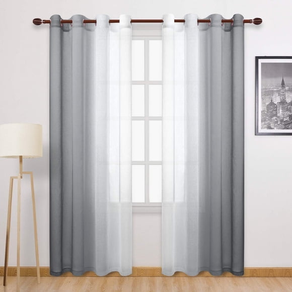 Cortina Trasluz DWCN Lino Sintético Gris Ombré 52x84 Pack 2