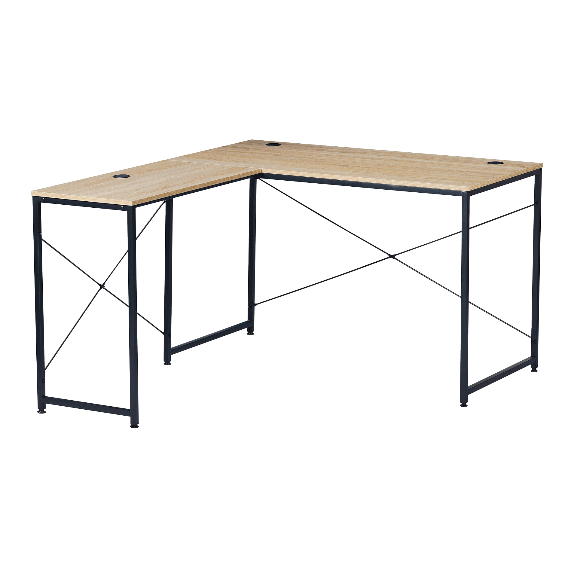 Escritorio Esquinero Desk-11 Relan Estilo Industrial De Acero Y Mdf Color Negro Y Café