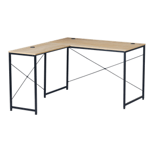 Escritorio Esquinero Desk-11 Relan Estilo Industrial De Acero Y Mdf Color Negro Y Café