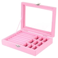 N-Ofertas - Joyero Exhibidor Organizador De Joyas Con Tapa Rosa