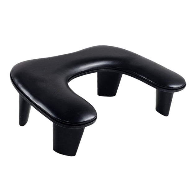 Soporte para reposabrazos de uñas en forma de U, soporte de mano para reposabrazos con cojín para uñas, transpirable, extraíble, técnico de uñas Perso negro