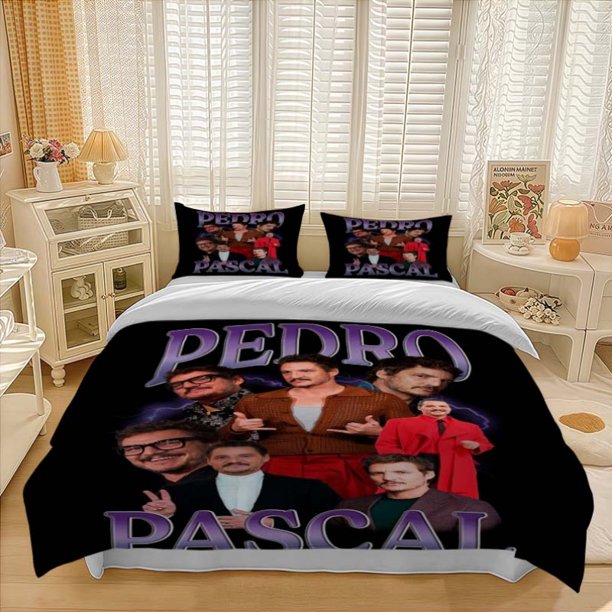 3pcs Pedro Character Collage Themed Bedding Set Including Duvet Cover And Pillowcases Soft And Comfortable