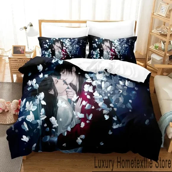 Heaven Official's Blessing Tian Guan Ci Fu Bedding Set Boys Girls Duvet Cover Pillowcase Bed boys Adult Bed Sheets