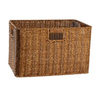 Magideal - Cesta Decorativa Rectangular De Mimbre De Imitación Con Asas Para Armarios, Armarios, Toallas, Libros, Servilletas, Resistente, Fácil De Limpiar, Colo , 38X26X24Cm
