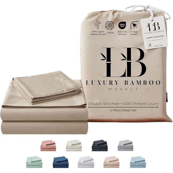 Juego de Sábanas Luxury Bamboo Market Queen 400TC 100 Viscosa