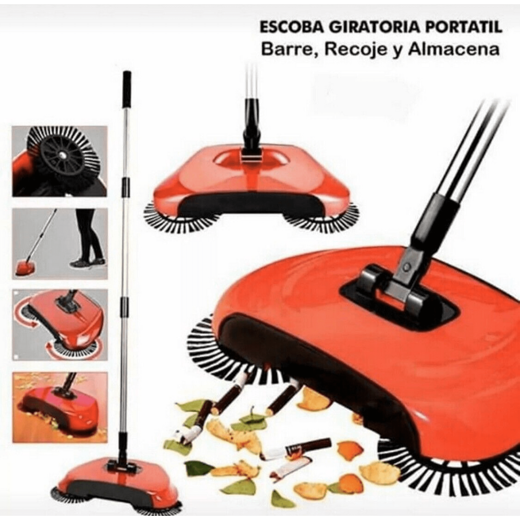 Movi - Escoba Giratoria Portátil Barre Recoge Y Almacena Residuos