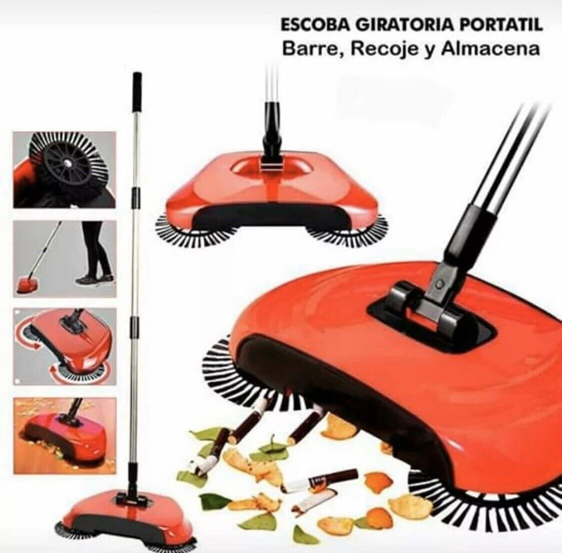 Movi - Escoba Giratoria Portátil Barre Recoge Y Almacena Residuos