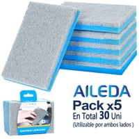 Aileda Esponja / Estropajo Abrasivo Multiusos Doble Cara Kit De 6 Piezas （En Total 30 Unidades）