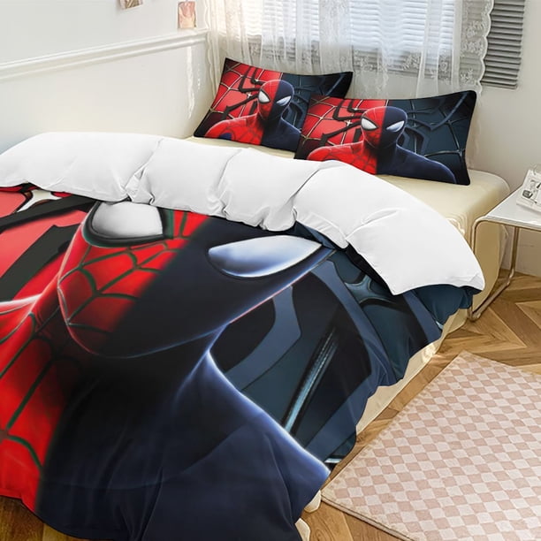 Spider-Man Bedding Comforter Sets 3-Piece Bedding Set Soft Warm Bed Set for Bedroom All Season