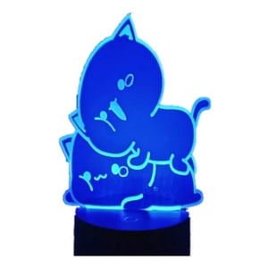Lelumania - Lampara Ilusion 3D Mochi Mochi Peach Cat De 7 Colores, Base Touch
