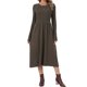thumbnail image 1 of Vestido de suéter de punto trenzado para mujer INSPIRE CHIC Otoño Invierno 2026 Cuello redondo Acanalado Línea A Midi Vestidos L Café, 1 of 6