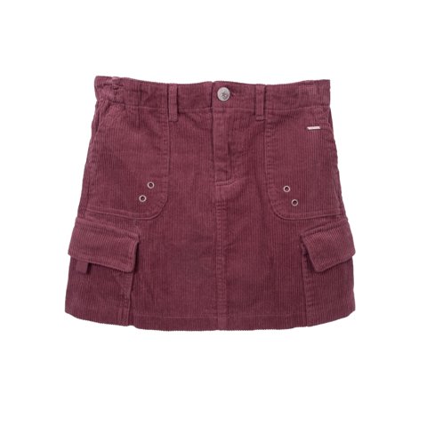 Pillin - Falda Niña Cotelé Bolsillos Cargo Burdeo