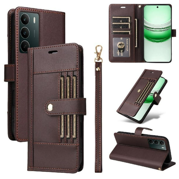 FOXDOCK Funda tipo Cartera para Realme C75 – Cubierta de Cuero PU con Múltiples Ranuras, Bolsillo para Efectivo y Correa de Muñeca