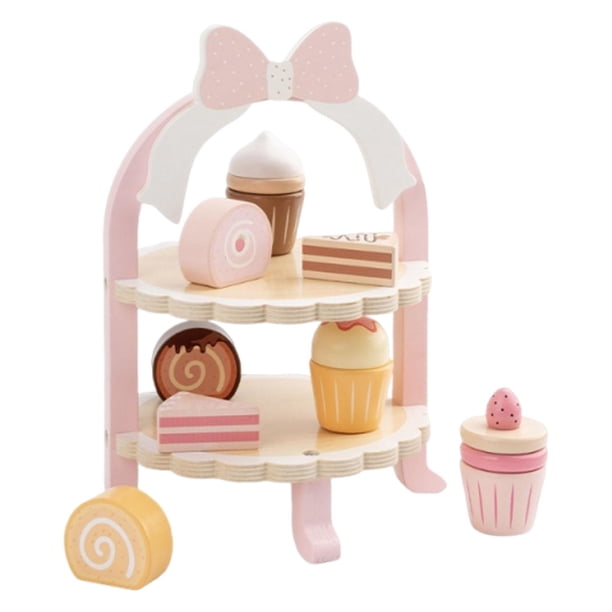Juego De Soporte De Madera Para Pasteles Y Postres Infantiles, Accesorios Para Niños, Pasteles Simulados
