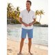 thumbnail image 2 of Camisas a Rayas de Manga Corta con Cuello Abotonado y Bolsillo en el Pecho para Hombre INSPIRE CHIC L Blanco, 2 of 5