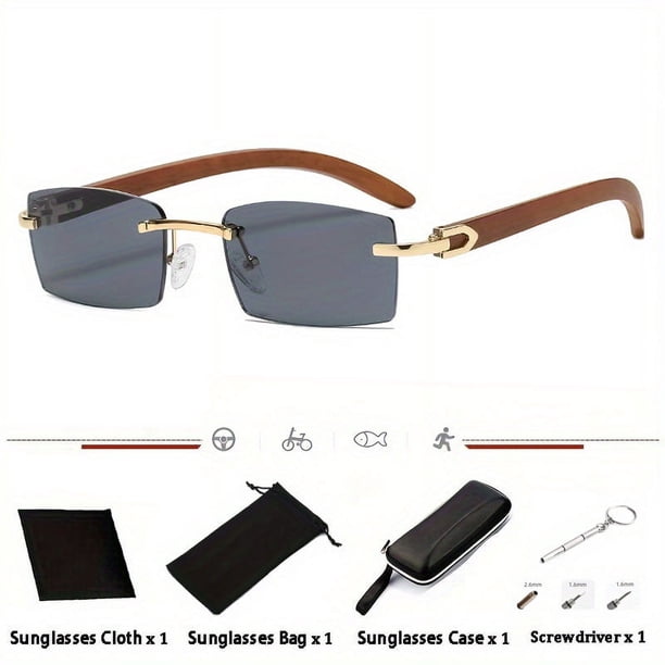 Trendy Men's Frameless Rectangle Sunglasses with UV400 Protection