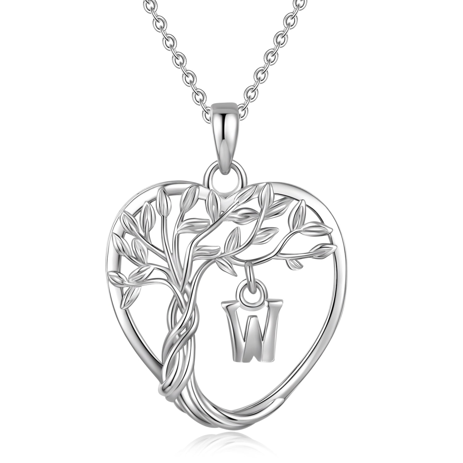 Heshpaws 925 Collar De Árbol Eterno De La Vida De Plata De Ley Para Mujeres A-z Carta Inicial Collar, Regalo De Joyería De Cumpleaños Aniversario