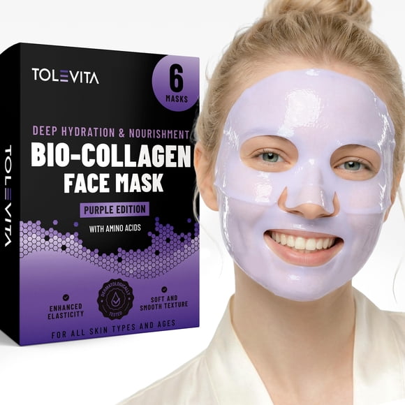 Mascarilla Facial Hidratante Bio-Colágeno TOLEVITA Paquete de 6