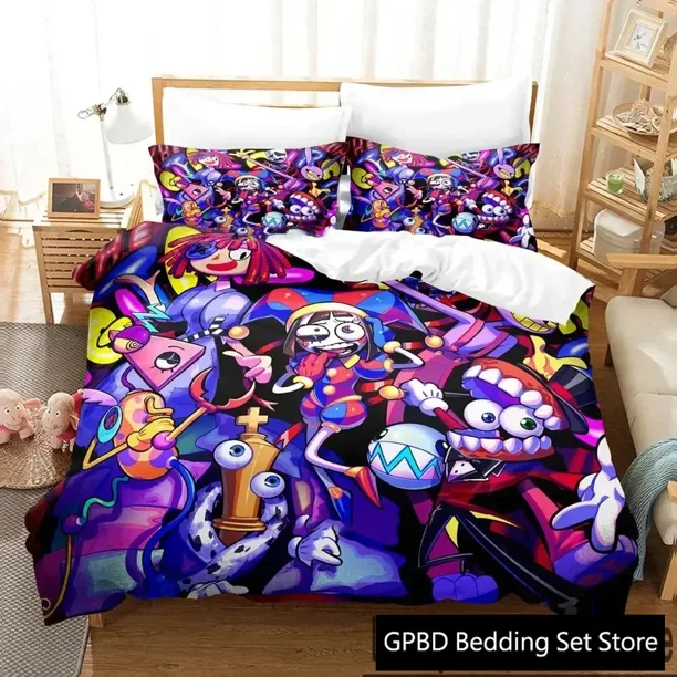 Amazing Digital Circus Bedding Set Boys Girls Duvet Cover Pillowcase Bed boys Adult