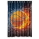 thumbnail image 1 of Cortina de ducha deportiva de baloncesto con diseño de agua y fuego, juego de cortina de baño con ganchos, tamaño 48 x 72 pulgadas, 1 of 3
