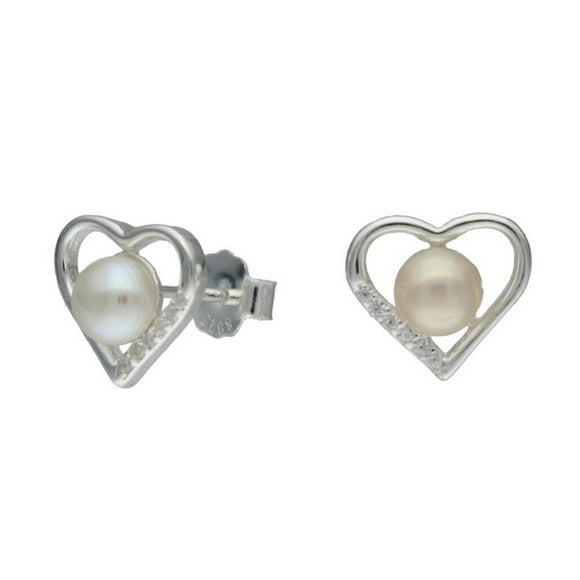 Aros Plata 925 Corazon Perlas Circones