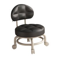 Magideal - Asiento Rodante De Respaldo Bajo, Reposapiés De Sofá De Pu, Taburete De Rodillo De Limpieza Multiusos, Taburete De Pedicura Para Salón, Hogar, Bibliot Negro