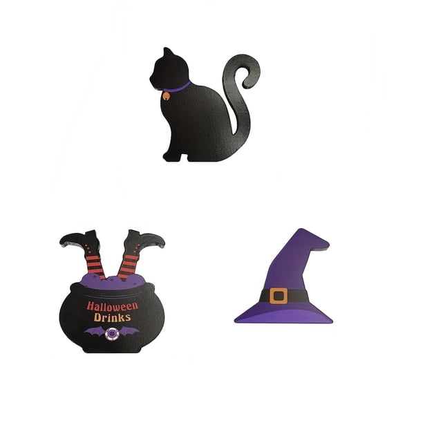 3pcs, Halloween Gnome Tiered Tray Decor Bundle - Includes Witch Gnome Plush, Mini Buffalo Pillow, Wooden Signs, and Garland - Perfect for Home Office Decor