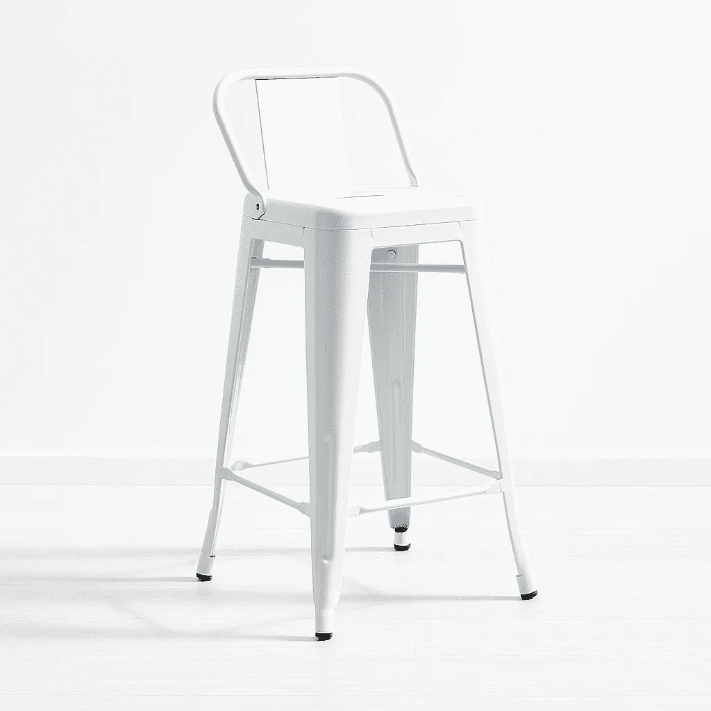 Klik Muebles - Taburete Tolix Acero Con Respaldo - Blanco