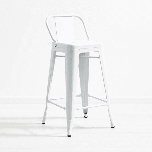 Taburete Tolix Acero con Respaldo - Blanco