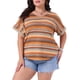 thumbnail image 1 of Agnes Orinda Mujeres Tallas Grandes Escuela Universidad Boho Tops Estampado Geométrico Manga Murciélago Cuello en V Blusas Casuales 4X Naranja, 1 of 6