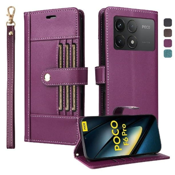 FOXDOCK Funda tipo Cartera para Xiaomi POCO F6 Pro 5G – Cubierta de Cuero PU con Múltiples Ranuras, Bolsillo para Efectivo y Correa de Muñeca