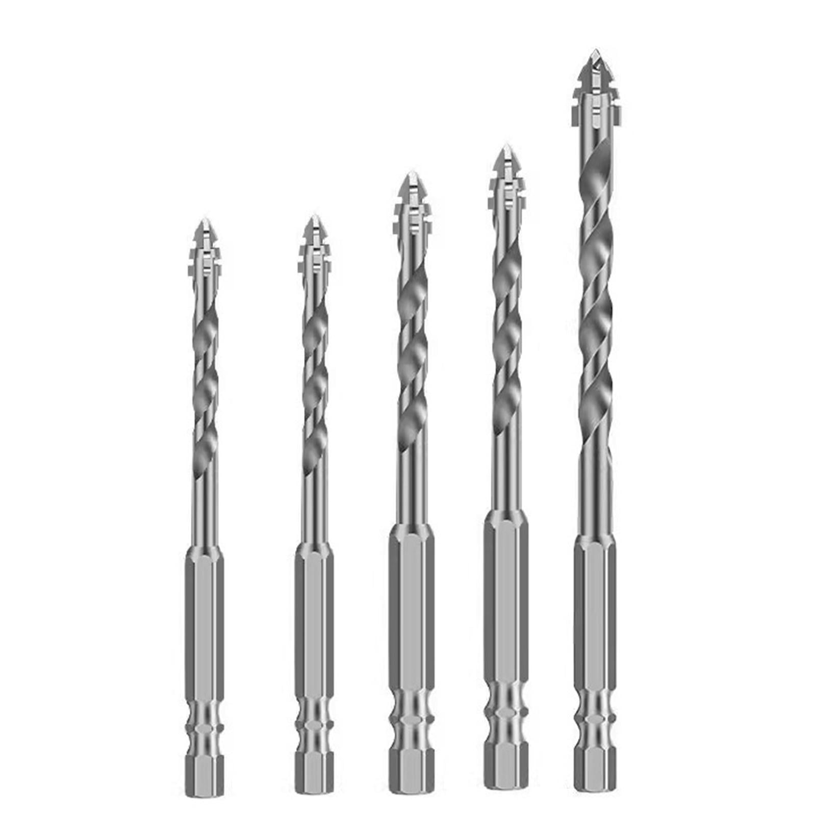 Magideal - 5 Piezas Juego De Brocas Industriales De Vástago Hexagonal Para Piedra Y Mármol Con Diseño Excéntrico De Alta Dureza Adecuado Para Obras Y Proyectos