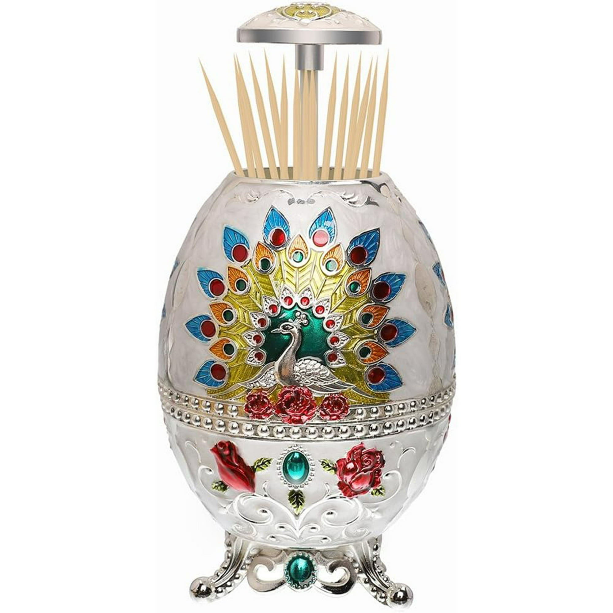 Veat00l - Caja De Almacenamiento De Palillos De Dientes Retráctiles, Dispensador Automático De Palillos De Dientes Desplegable, Retro Y Exquisito, A Prueba De Polvo E Higiene, Mano De Obra Fina