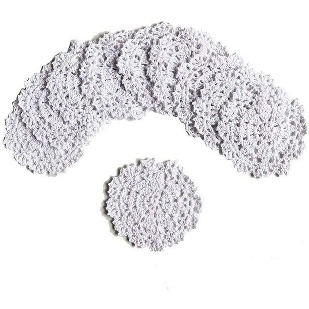 Posavasos de algodón para tazas, 10 piezas de posavasos de encaje de algodón de ganchillo, posavasos de 4 pulgadas para bebidas, decoración del hogar
