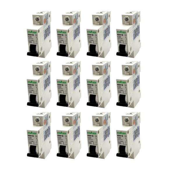 Pack 12 Interruptor Automático Ebasee 1x 20a Curva C 6ka Sec