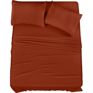 Juego De Sábanas Utopia Bedding Queen De Microfibra Cepillada, Color Naranja