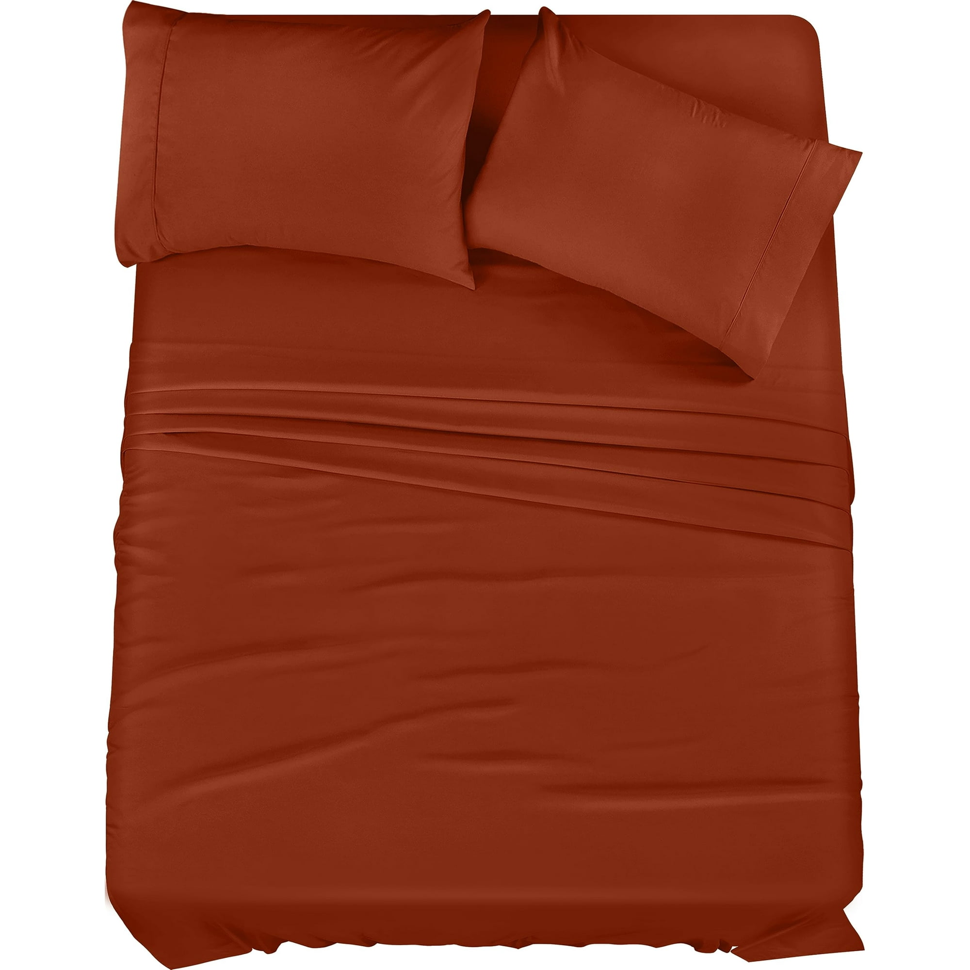 Juego De Sábanas Utopia Bedding Queen De Microfibra Cepillada, Color Naranja