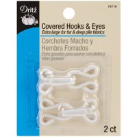 Juego De 2 Unidades Dritz De Covered Hooks & Eyes, Tamaño Extra Grande, Color Blanco