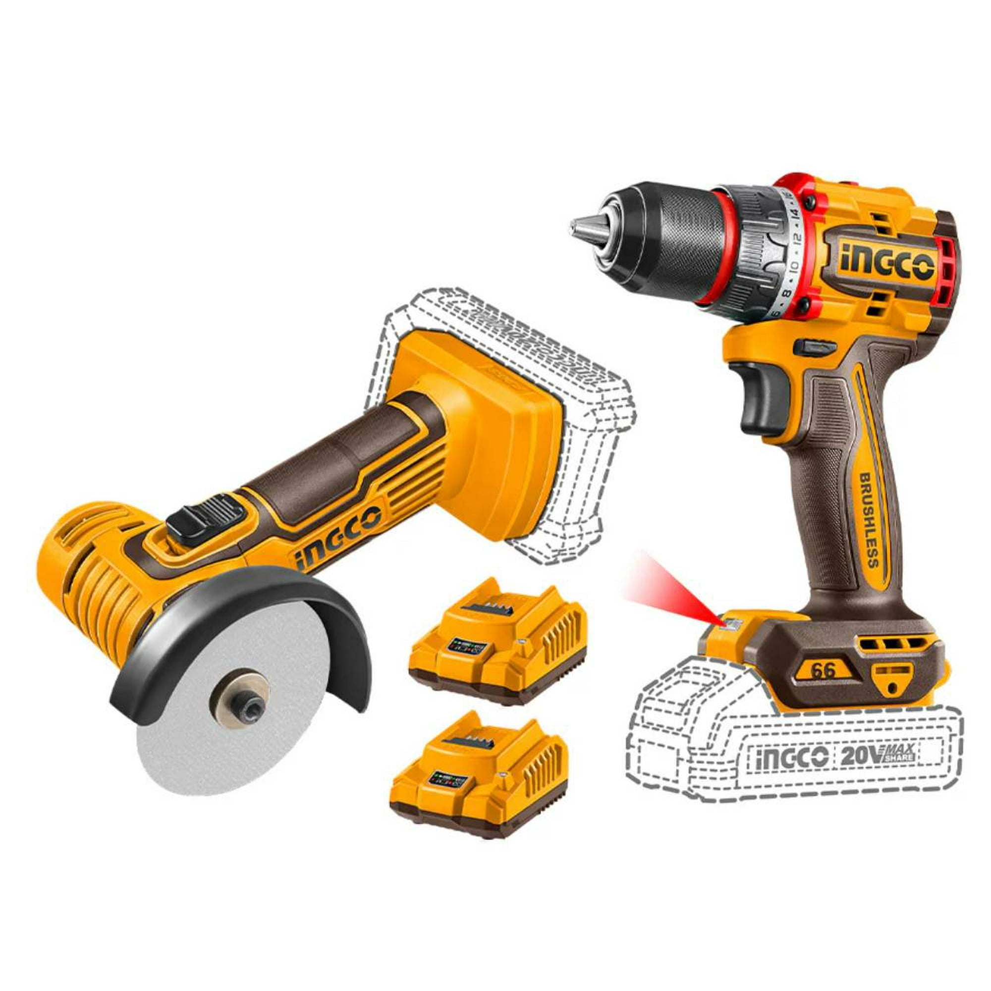 Ingco - Mini Amoladora 3" Multifuncion + Taladro Atornillador 66nm