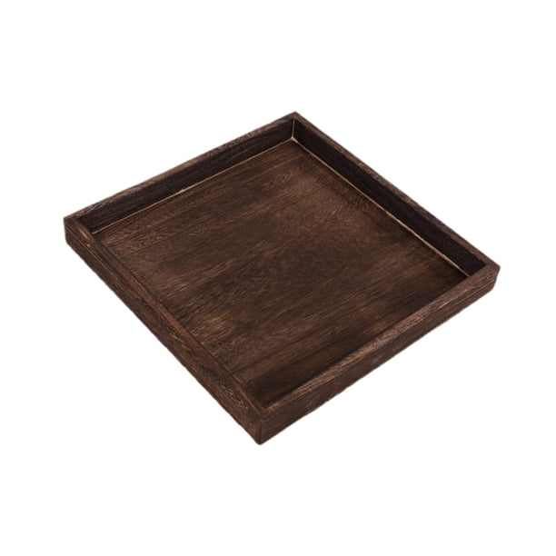 Bandeja de madera para servir, bandeja otomana, bandeja para servir joyería, bandeja para aperitivos para desayuno, té y café, centros de mesa de boda Cuadrado L