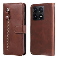 Gangxun - Funda Con Cremallera Para Xiaomi 14T Pro, Carcasa Cartera De Cuero Pu Con Soporte Y Tarjetero
