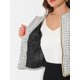 thumbnail image 5 of INSPIRE CHIC Traje de Maestra para el Regreso a Clases de Mujer Chaqueta Corta de Tweed a Cuadros Abierta para Oficina XS Blanco, 5 of 6