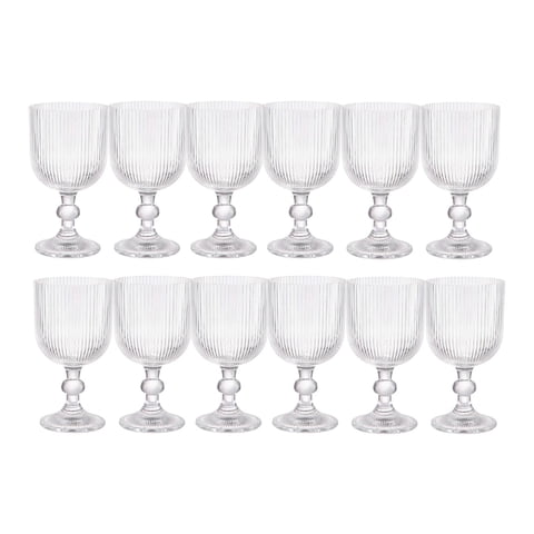 Set 12 Copas Vino Talladas 360Ml Lisa Allegra De Vidrio