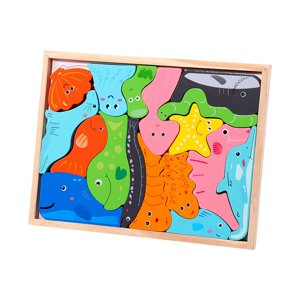 Magideal - Rompecabezas De Animales De Madera Juguete De Construcción Juguete De Aprendizaje Sensorial Educativo Rompecabezas De Animales Rompecabezas Para Niños Estilo B