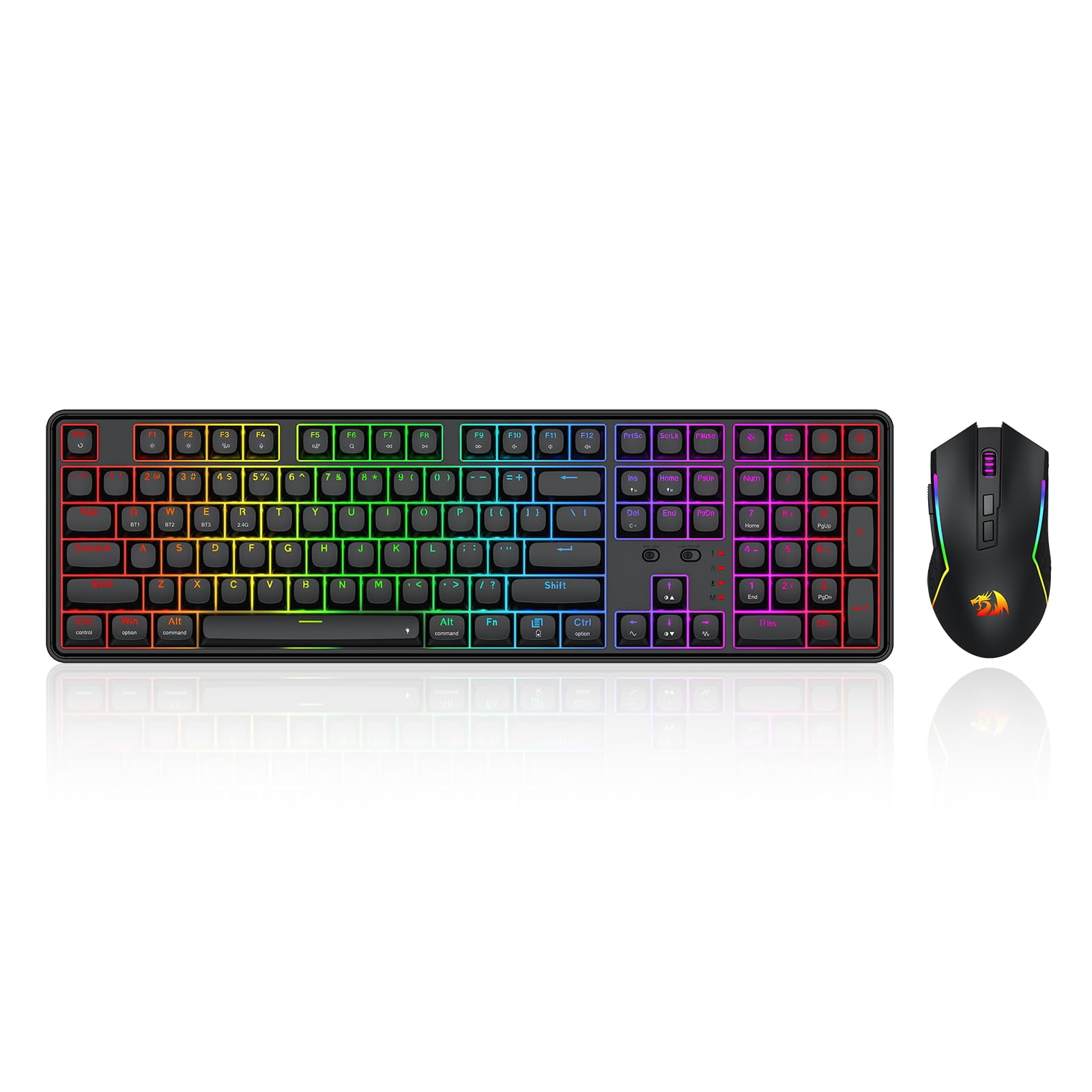 Combo De Teclado Y Ratón Para Juegos Redragon S163 Wireless De 3 Modos