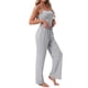 thumbnail image 4 of INSPIRE CHIC Conjunto de pijama de punto de jersey para mujer, cami ajustable y pantalones de pierna ancha con bolsillos XS Gris, 4 of 6