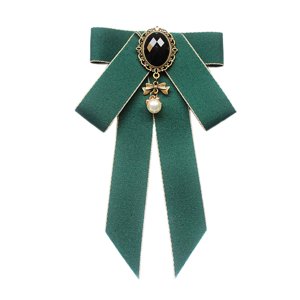 Ioensy - Pajarita Cinta Broche Bowknot Pajarita Regalo Collar Pin Para Camisa Uniforme Traje Verde Oscuro